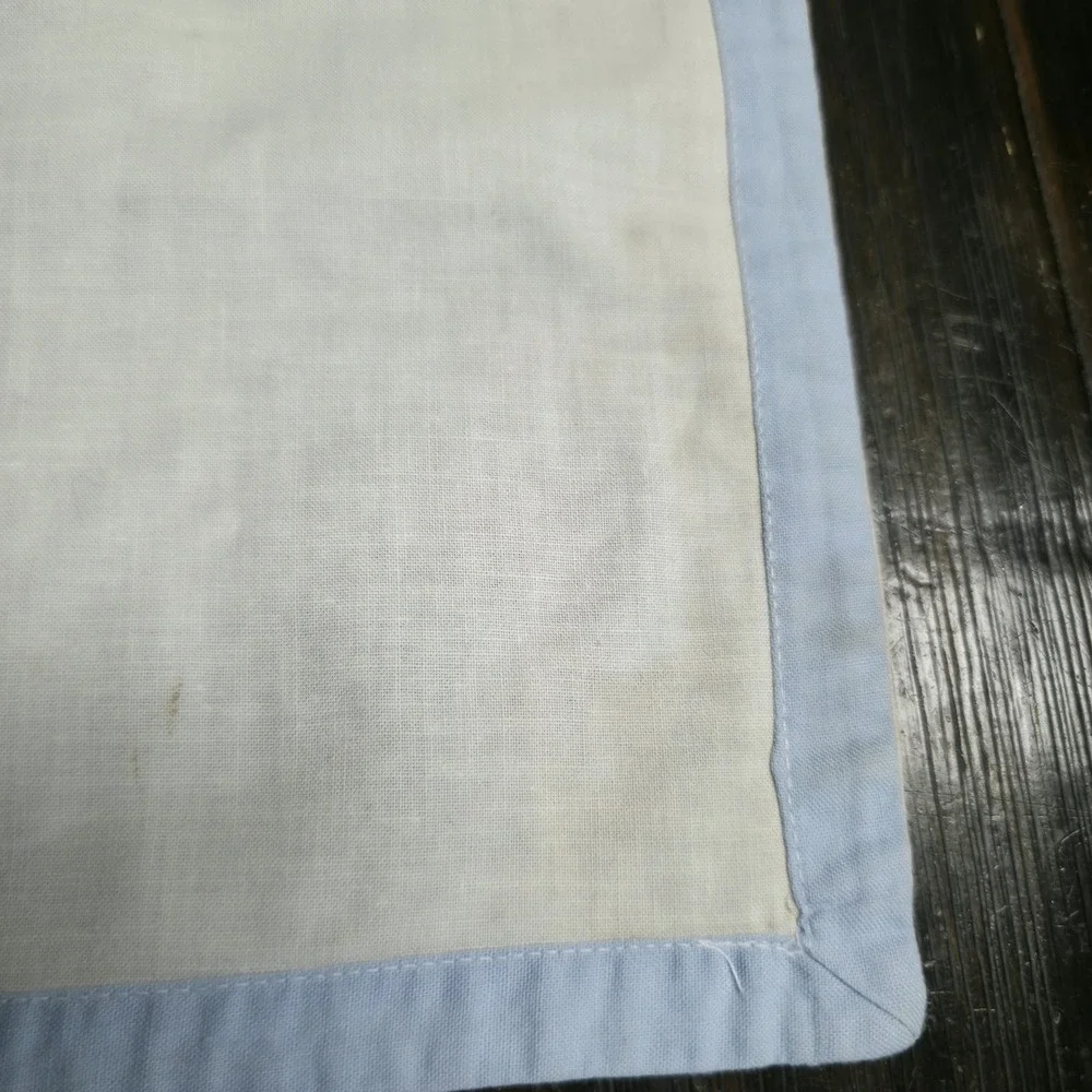 MCM Hand Embroidered Blue Rose Placemats Cotton Linen Table Linens Set of 7